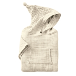 Poncho Enfant Mixte 6/10 Ans en Gaze de Coton – Coloris Naturel