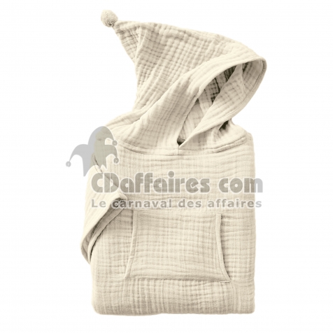 Poncho Enfant Mixte 6/10 Ans en Gaze de Coton – Coloris Naturel