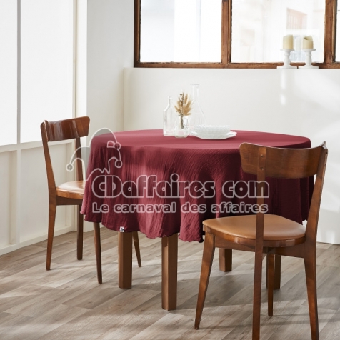 Nappe ronde 180 cm &ndash; Double gaze de coton &ndash; Ga&iuml;a Bordeaux