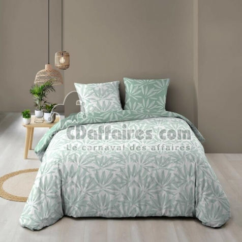Housse de couette r&eacute;versible 260 x 240 cm &ndash; Coton 57 fils Malia Sauge