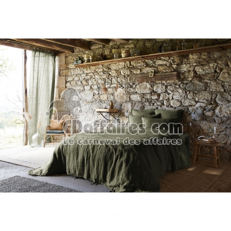 Housse de Couette 240 x 220 cm &ndash; Lin Lav&eacute; Fran&ccedil;ais Luxe Soline &ndash; Thym