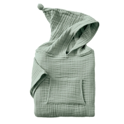 Poncho Enfant Mixte 6/10 Ans en Gaze de Coton – Coloris Eucalyptus