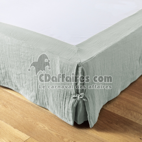 Cache-sommier 140 x 190 cm &ndash; Double Gaze de Coton 125 g/m&sup2; &ndash; Ga&iuml;a Eucalyptus