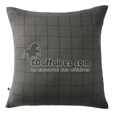 Taie d&rsquo;Oreiller 60 x 60 cm &ndash; Gaze de Coton Tiss&eacute;e &ndash; Ga&iuml;a Match Granit