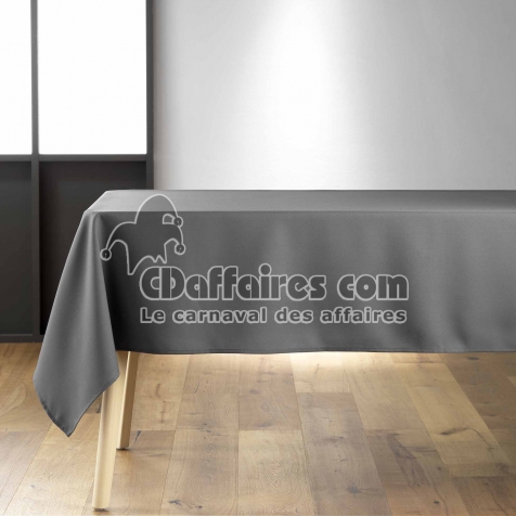 Nappe de Table XXL 140 x 300 cm – Polyester Uni – Teinte Beton