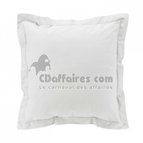 Taie d&rsquo;oreiller 63 x 63 cm en percale Blanc &ndash; Volant plat & point bourdon