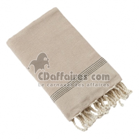 Fouta avec Franges 100 x 200 cm – 100% Coton Tissé Teint Ulysse Ficelle