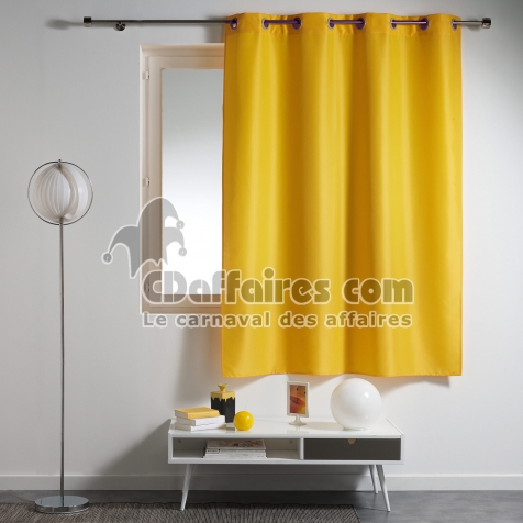 Rideau &agrave; &oelig;illets petite hauteur 140 x 180 cm &ndash; polyester uni essentiel &ndash; Miel