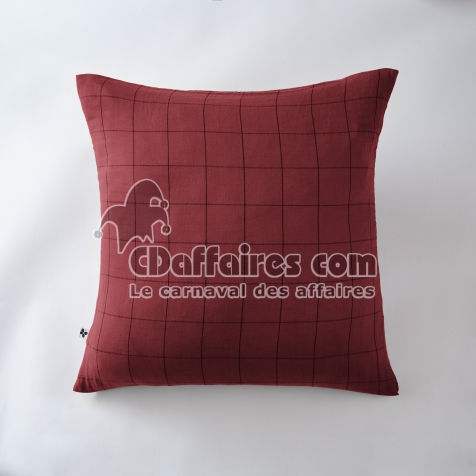 Taie d&rsquo;Oreiller 60 x 60 cm &ndash; Gaze de Coton Tiss&eacute;e &ndash; Ga&iuml;a Match Bordeaux