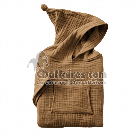 Poncho Enfant Mixte 2/5 Ans en Gaze de Coton – Coloris Camel