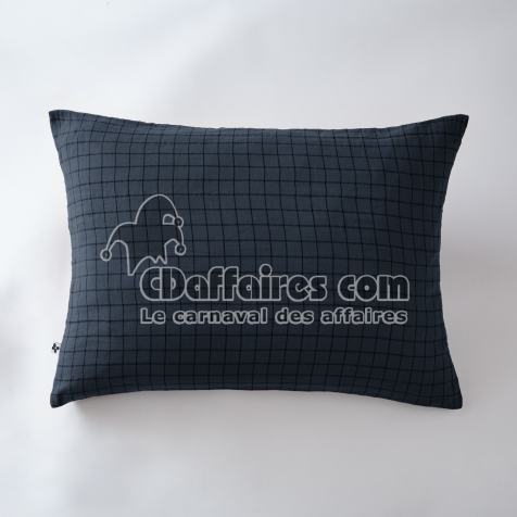 Taie d&rsquo;oreiller 50 x 70 cm &ndash; Gaze de coton tiss&eacute;e &ndash; Ga&iuml;a Mix &ndash; Minuit