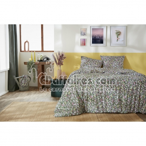 Housse de couette 200 x 200 cm + 2 taies d&rsquo;oreiller 60 x 60 cm &ndash; Coton 57 fils &ndash; Myosotis
