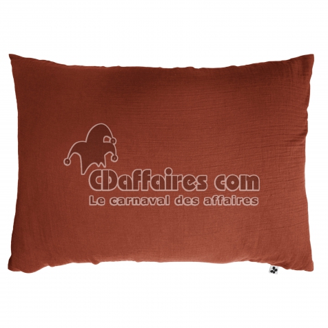 Taie d&rsquo;Oreiller 50 x 70 cm &ndash; Double Gaze de Coton &ndash; Ga&iuml;a Terracotta