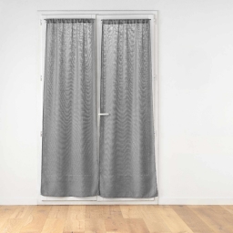 Paire de voilages passe-tringle 2 x 70 x 240 cm &ndash; Effet lin tiss&eacute; HALTONA &ndash; Gris