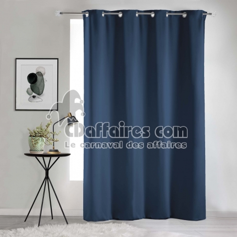 Rideau Occultant Grande Hauteur 135 x 280 cm &ndash; Uni Bleu Marine &ndash; &Agrave; &OElig;illets