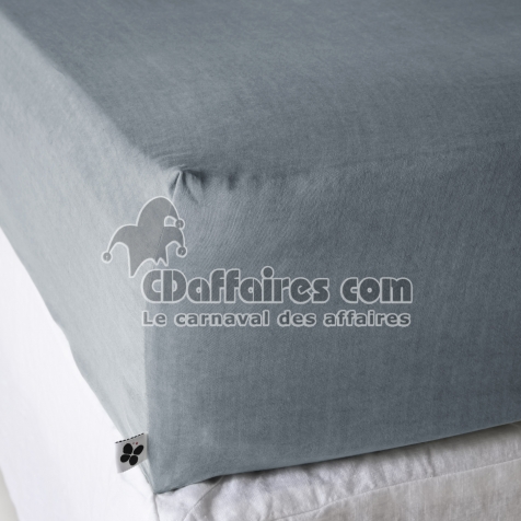 Drap-housse 180 x 200 cm &ndash; Lyocell uni Stone &ndash; LYSANDRE &ndash; Bonnet 30 cm