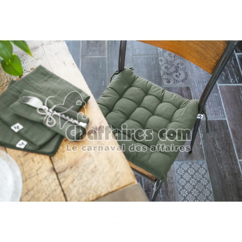 Assise Matelass&eacute;e 38 x 38 cm &ndash; Coton D&eacute;perlant Anti-UV &ndash; KALA &ndash; Romarin