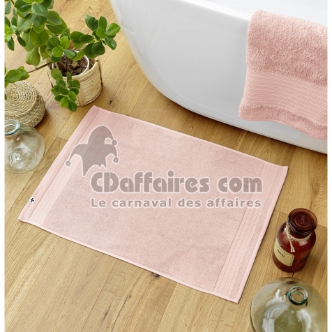 Tapis de bain 50 x 70 cm &ndash; Coton &Eacute;pais 600 g/m&sup2; &ndash; Garance Rose poudr&eacute;