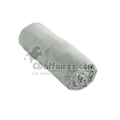 Drap Housse 160 x 200 cm en Gaze de Coton Unie – Gaïa Eucalyptus