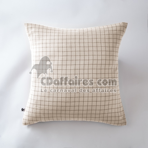 Taie d&rsquo;oreiller 60 x 60 cm &ndash; Gaze de Coton Tiss&eacute;e &ndash; Ga&iuml;a Mix &ndash; Petits Carreaux Pampa
