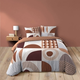 Housse de couette 240 x 220 cm + 2 taies – Coton 42 fils – GEMMA Terracotta