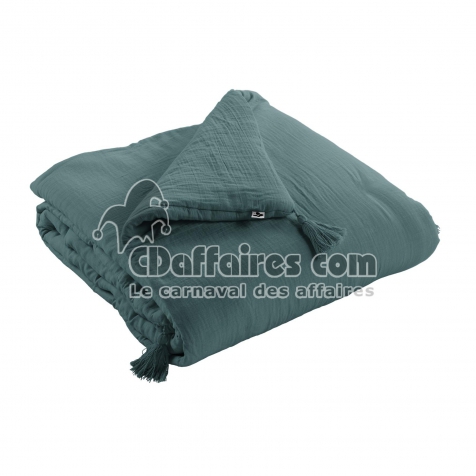 &Eacute;dredon 150 x 150 cm &ndash; Double Gaze de Coton &ndash; Bleu Canard