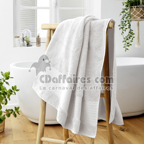 Drap de Bain 90 x 150 cm &ndash; Coton &Eacute;pais 600 g/m&sup2; &ndash; &Eacute;ponge Unie &ndash; Garance Blanc