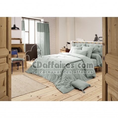 Housse de couette 2 personnes 240x220 cm – Double gaze de coton Luxe – Eucalyptus – Gaïa