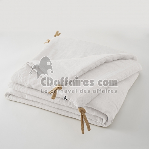 Bout de Lit 90 x 200 cm – Lin Lavé Français Luxe Soline – Blanc