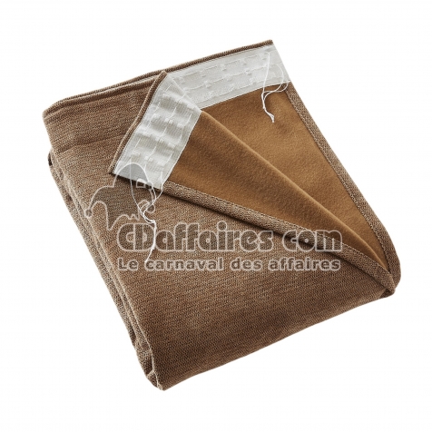 Rideau occultant 140 x 260 cm &ndash; Galon fronceur couture invisible &ndash; Blackout & Polaire &ndash; BJORN Camel