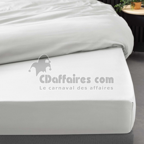 Drap Housse 140 x 190 cm &ndash; Percale Unie 78 Fils &ndash; Blanc