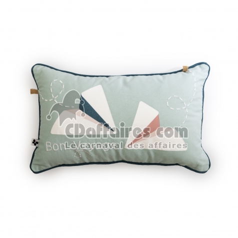 Coussin d&eacute;houssable 30 x 50 cm &ndash; Coton Imprim&eacute; &ndash; Petits Papiers &ndash; Finition Passepoil