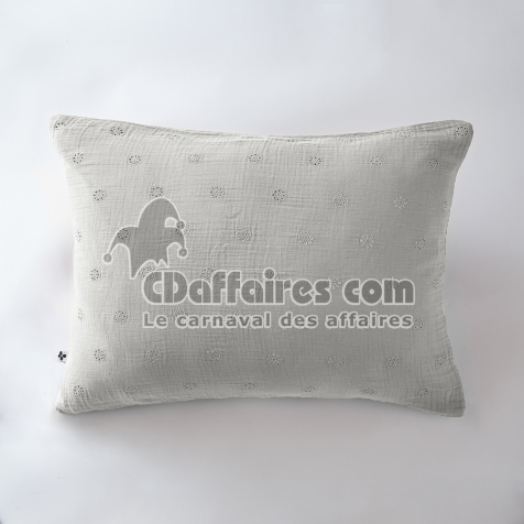 Taie d&rsquo;Oreiller Brod&eacute;e 50 x 70 cm &ndash; Gaze de Coton &ndash; Ga&iuml;a Boho Nuage