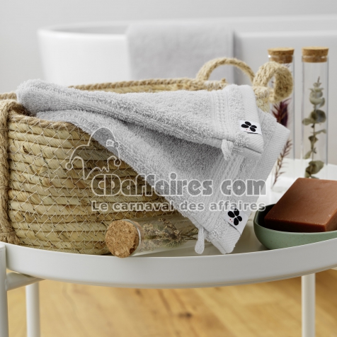 Lot de 2 gants de toilette 15 x 21 cm &ndash; &Eacute;ponge coton GARANCE Gris