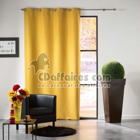 Rideau &agrave; &oelig;illets &ndash; 140 x 240 cm &ndash; occultant uni Mezzo - Jaune
