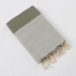 Fouta avec Franges 100 x 200 cm – 100% Coton Tissé Teint Marin Nenuphar