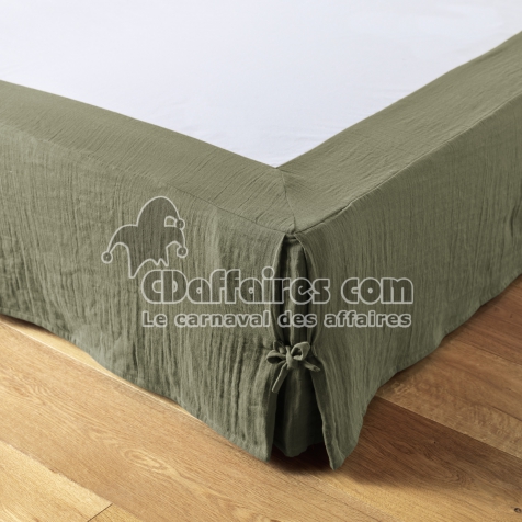 Cache-sommier 90 x 190 cm en gaze de coton Gaia – Romarin