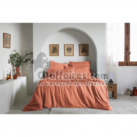Housse de couette 240 x 220 cm &ndash; Lyocell uni LYSANDRE &ndash; Terracotta