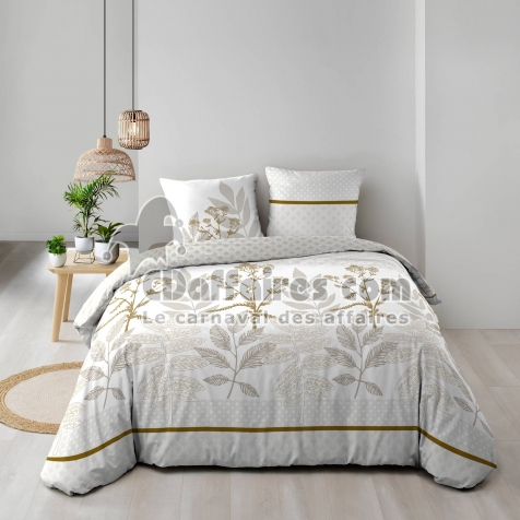 Housse de couette r&eacute;versible 240 x 220 cm + 2 taies &ndash; Coton 57 fils &ndash; RAONI