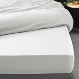 Drap Housse 160 x 200 cm &ndash; Percale Unie 78 Fils &ndash; Blanc