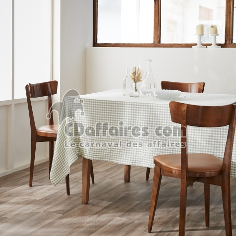 Nappe Rectangle 150 x 350 cm &ndash; Gaze de Coton Tiss&eacute;e Teinte Vicky - Eucalyptus