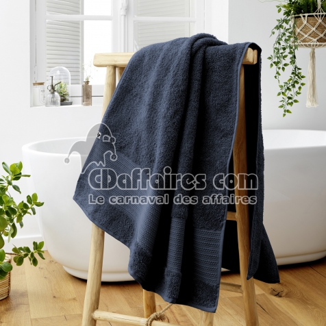 Drap de Bain 90 x 150 cm &ndash; Coton &Eacute;pais 600 g/m&sup2; &ndash; &Eacute;ponge Unie &ndash; Garance Minuit