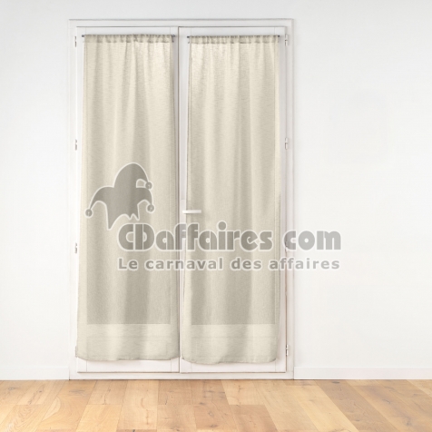 Paire de voilages passe-tringle 2 x 70 x 240 cm &ndash; Voile tiss&eacute; CARLIN &ndash; Beige