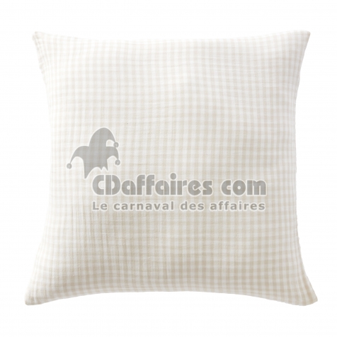 Taie d&rsquo;oreiller 60 x 60 cm &ndash; Gaze de coton tiss&eacute;e teinte VICKIE Pampa