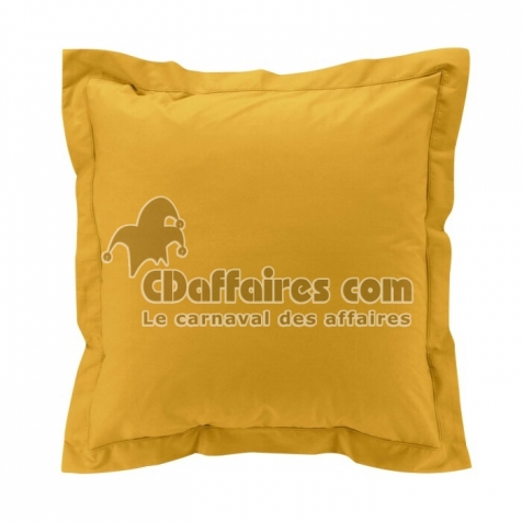 Taie d&rsquo;oreiller 63 x 63 cm en percale Curry &ndash; Volant plat & point bourdon