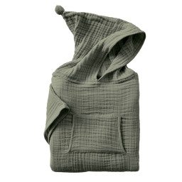 Poncho Enfant Mixte 6/10 Ans en Gaze de Coton – Coloris Romarin