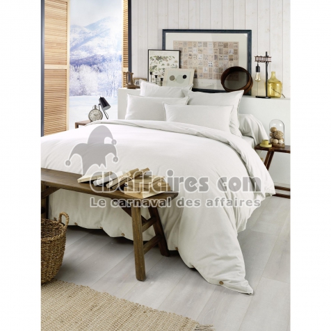 Housse de Couette Chaude 260 x 240 cm &ndash; Flanelle 100 % Coton &ndash; Candice Blanc