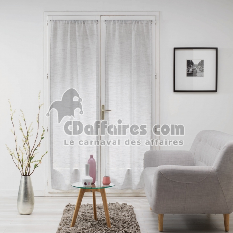 Paire de voilages droits passe-tringle 2 x 70 x 200 cm &ndash; Effet lin tiss&eacute; &ndash; Milza Gris