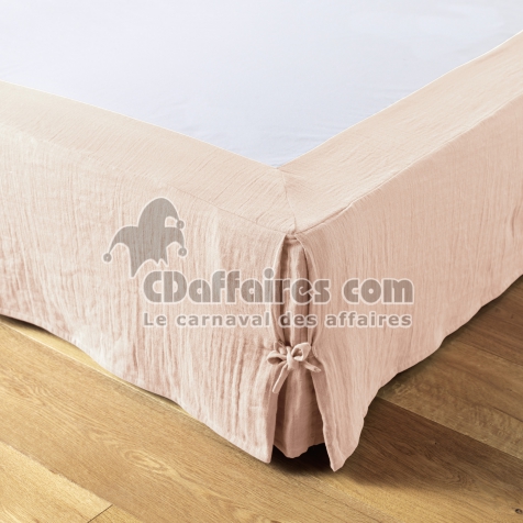Cache-sommier 140 x 190 cm &ndash; Double Gaze de Coton 125 g/m&sup2; &ndash; Ga&iuml;a Guimauve