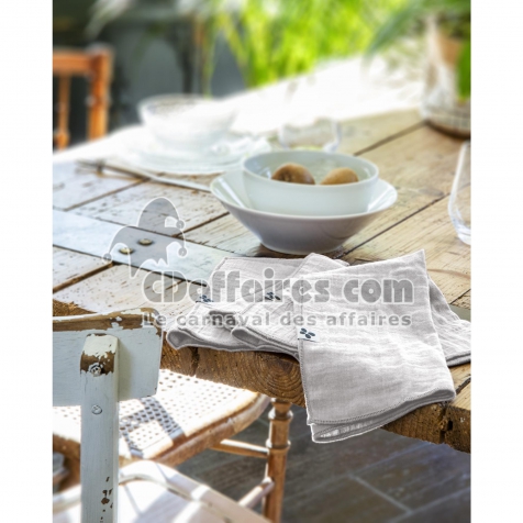 Lot de 3 Serviettes 40 x 40 cm – Double Gaze de Coton – Gaïa Gris